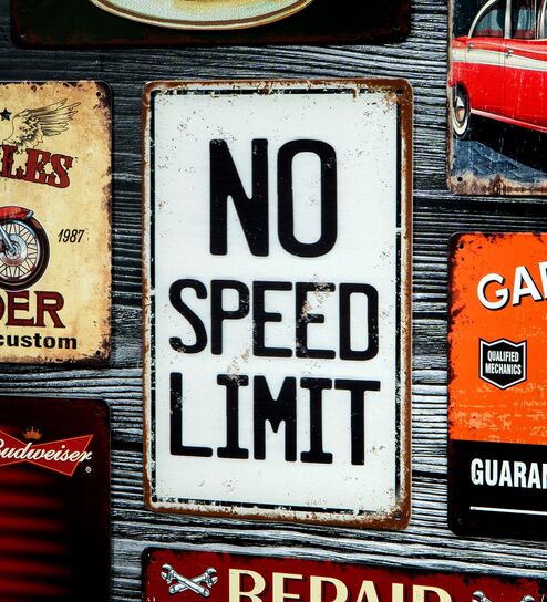 Number Plates Big Wall Sign No Speed Limit Vintage