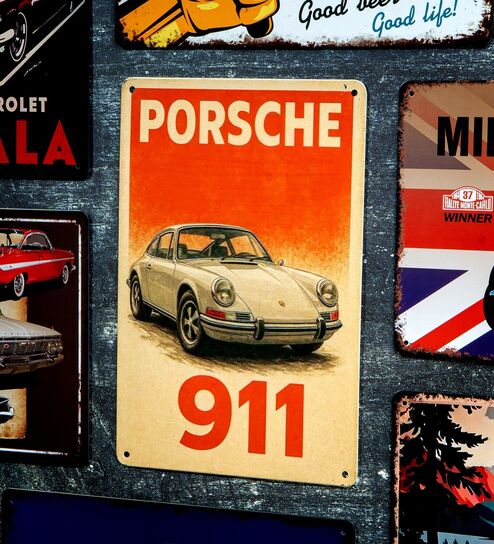 Number Plates Big Wall Sign Porsche 911 Vintage Car
