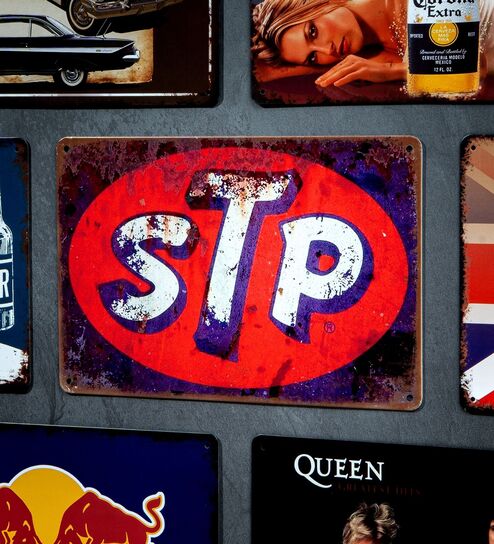 Number Plates Big Wall Sign STP Vintage Automotive