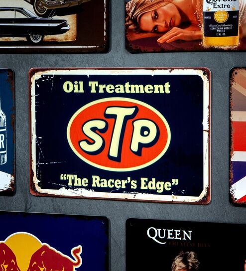 Number Plates Big Wall Sign STP Oil Treatment Vintage