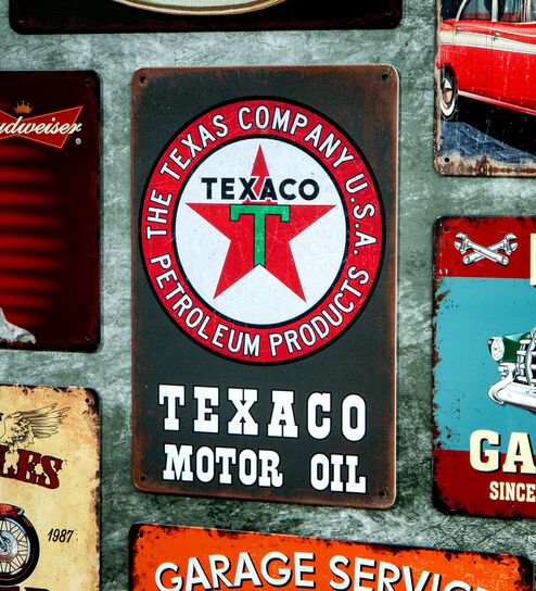 Number Plates Big Wall Sign Texaco Motor Oil Vintage