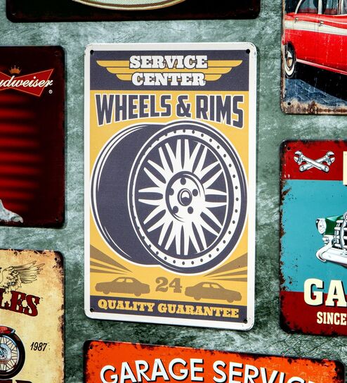 Number Plates Big Wall Sign Wheels And Rims Garage Theme