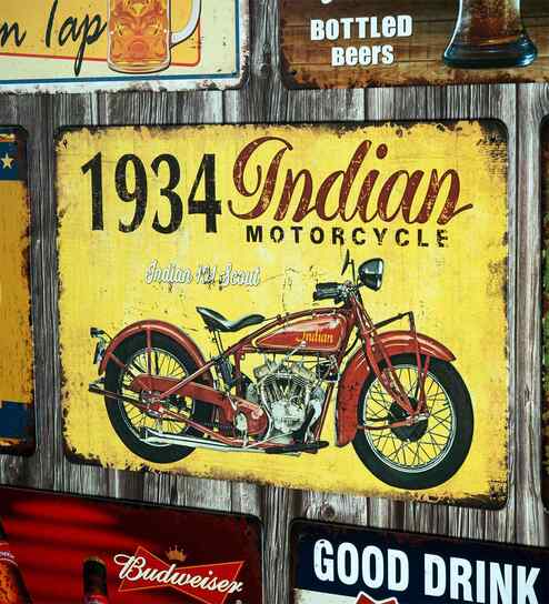 Big wall sign 1934 Indian Motorcycle Metal Plate