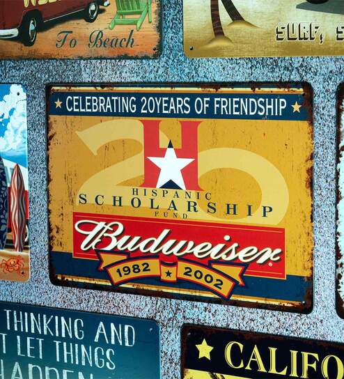 Big wall sign Budweiser Scolarship Metal Plate