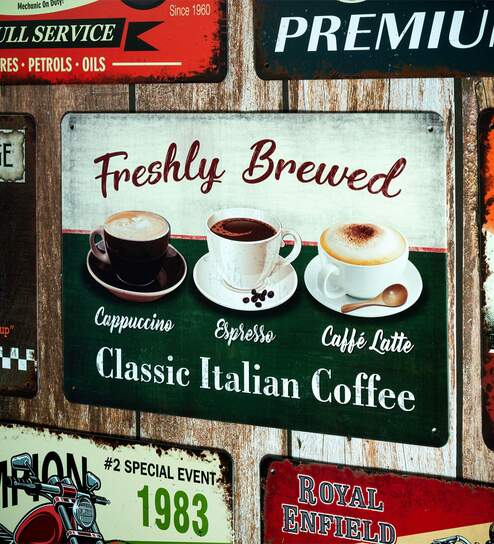 Big wall sign Freshly Brewed Coffee Metal Plate