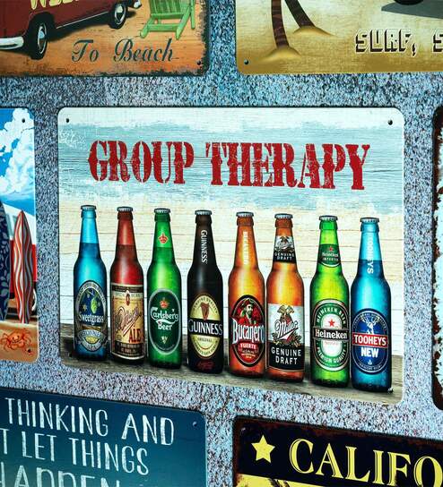 Big wall sign Group Therapy Bottles Metal Plate