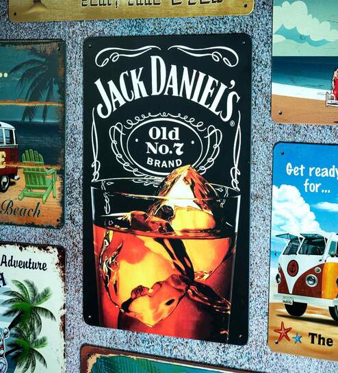 Big wall sign Jackdaniels Glass Metal Plate