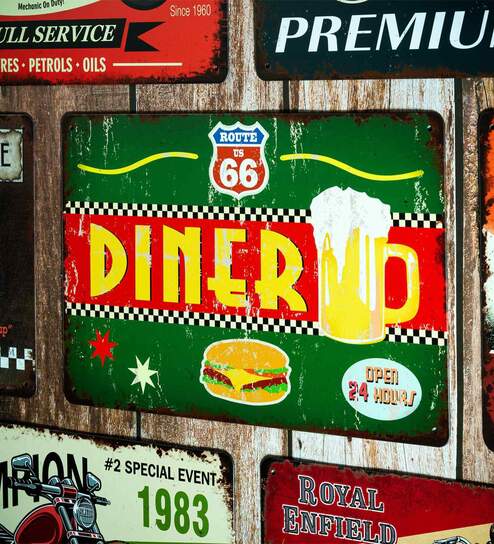 Big wall sign Route66 Diner Metal Plate