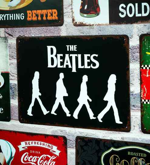 Big wall sign The Beatles Walking Metal Plate