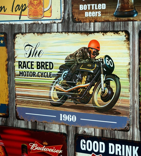 Big wall sign The Race Bred Motorcycle 1960 Metal Plate
