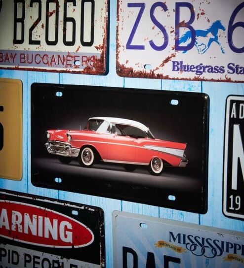 Number Plates Wall Sign Chevrolet Bel Air 1957 Vintage Car