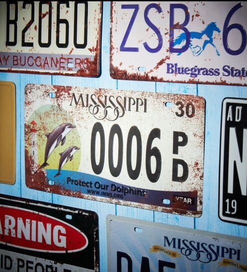 Number Plates Wall Sign Mississippi 0006 PD Vintage Decor