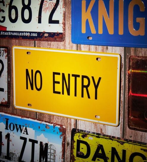 Number Plates Wall Sign No Entry Vintage Decor