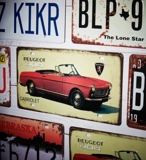 Number Plates Wall Sign Peugeot 404 Vintage Decor
