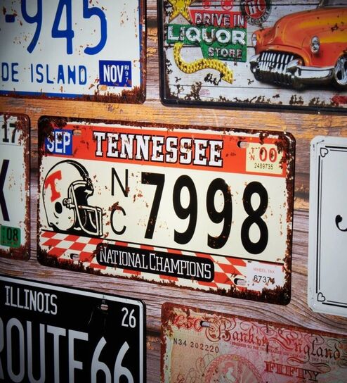 Number Plates Wall Sign Tennessee NC 7998 Vintage Decor
