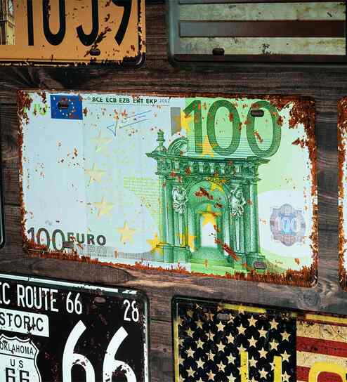 Plate wall sign One Hundred Euro Metal Plate