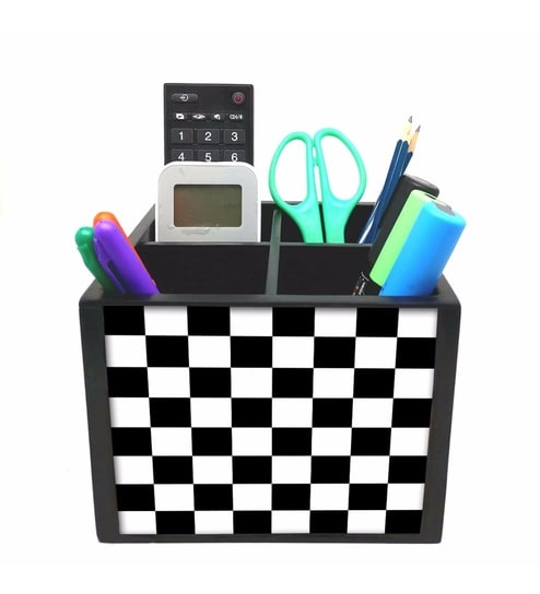 Buy Black White 4 Slot Chess Board Wood Pen Stand By Nutcase