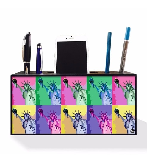 Buy Multicolour Designer Statue Of Liberty Pop Art Wood Pen