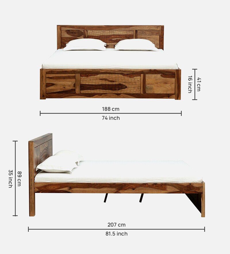 Buy Nuevo Sheesham Wood King Size Bed In Rustic Teak Finish Online