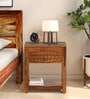 Nuevo Sheesham Wood Bedside Table In Scratch Resistant Honey Oak Finish With Drawer