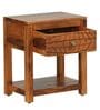 Nuevo Sheesham Wood Bedside Table In Scratch Resistant Honey Oak Finish With Drawer