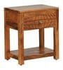 Nuevo Sheesham Wood Bedside Table In Scratch Resistant Honey Oak Finish With Drawer
