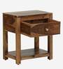 Nuevo Sheesham Wood Bedside Table In Scratch Resistant Rustic Teak Finish With Drawer