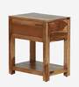 Nuevo Sheesham Wood Bedside Table In Scratch Resistant Rustic Teak Finish With Drawer