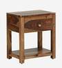 Nuevo Sheesham Wood Bedside Table In Scratch Resistant Rustic Teak Finish With Drawer