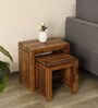 Nuevo Sheesham Wood Nesting Table In Rustick Teak Finish