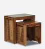 Nuevo Sheesham Wood Nesting Table In Rustick Teak Finish