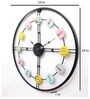 Multicolor Number Black Frame Wall Clock
