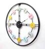 Multicolor Number Black Frame Wall Clock