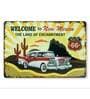 Big wall sign Vintage Car Welcome To New Mexico Metal Plate