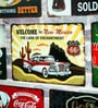 Big wall sign Vintage Car Welcome To New Mexico Metal Plate