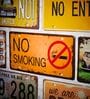 Number Plates Wall Sign No Smoking Orange