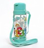 Light Green Numbers Printed Plastic Water Bottle with Straw & Carrying Strap, 600 ml