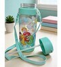 Light Green Numbers Printed Plastic Water Bottle with Straw & Carrying Strap, 600 ml