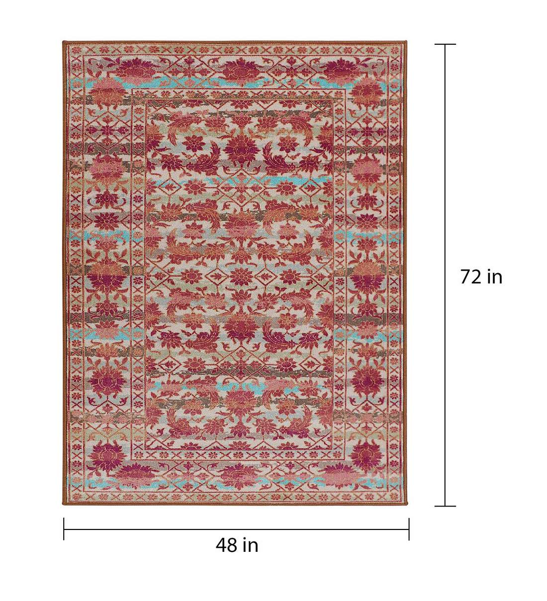 Buy Red Nylon Vintage 4 x 6 Feet Machine Made Carpet by Rugsmith Online 4 ft x 6 ft Persian