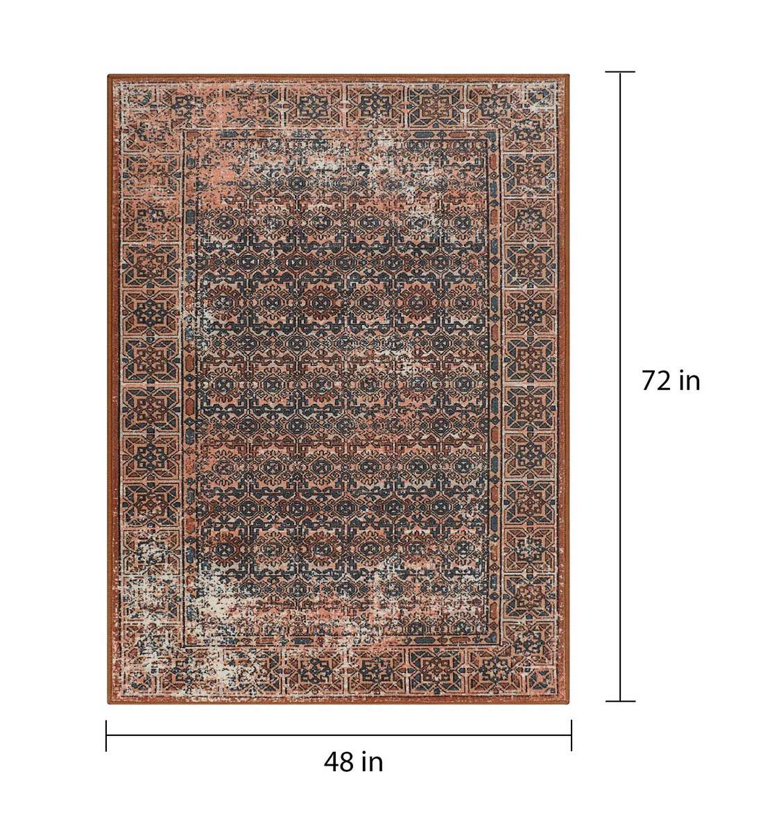 Buy Pink Nylon Vintage 4 x 6 Feet Machine Made Carpet by Rugsmith Online 4 ft x 6 ft Persian