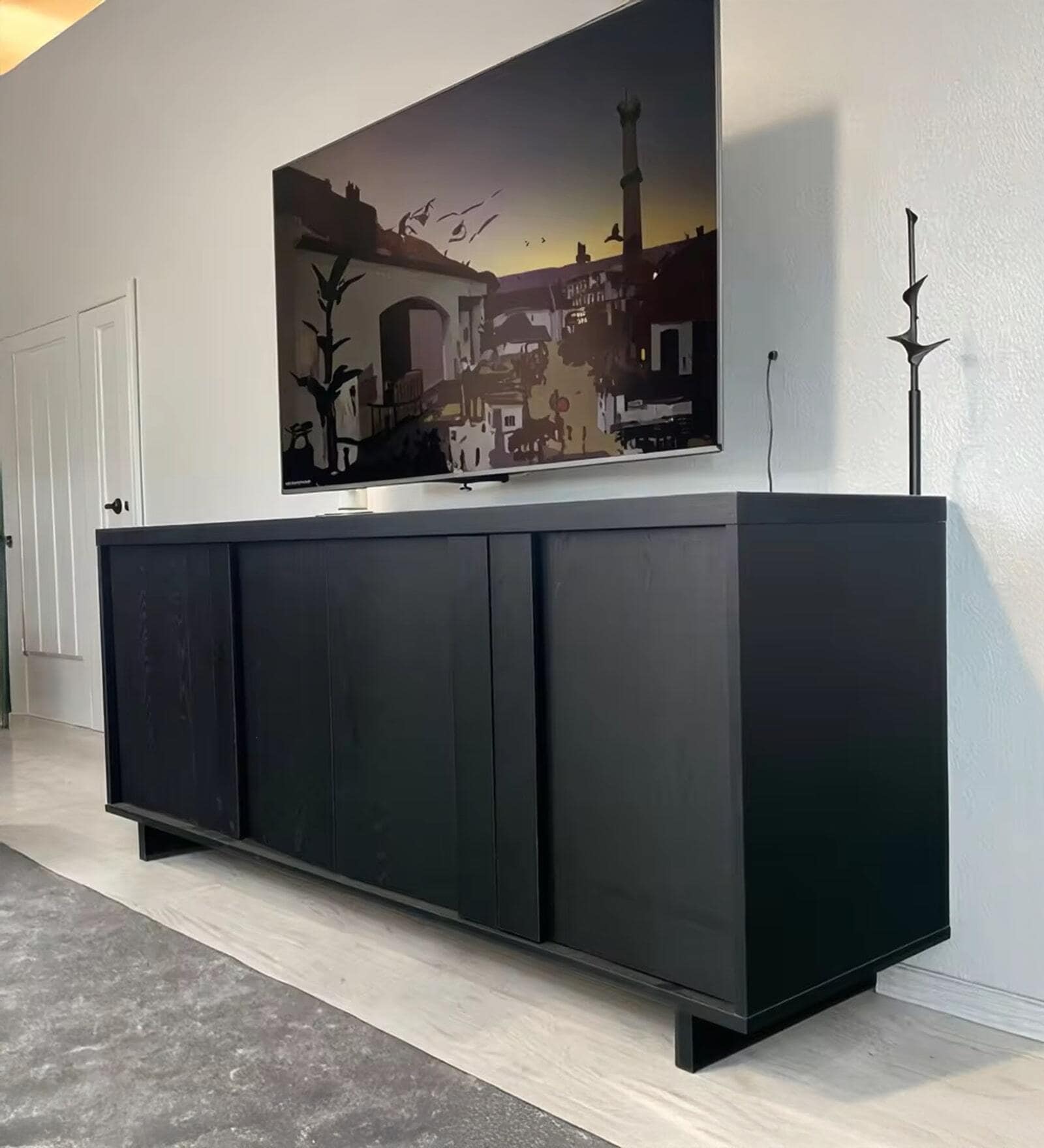 Nyla Pine Wood Sideboard in Grey Finish