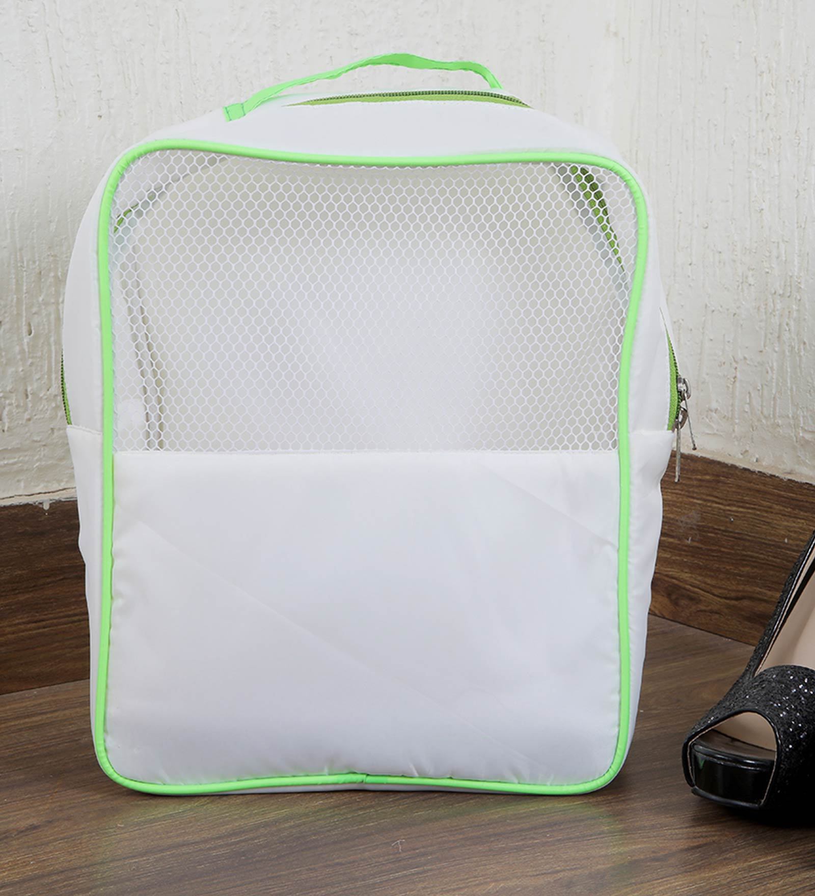 Buy White & Green Nylon Non Foldable Shoe Organizers at 78 OFF by My