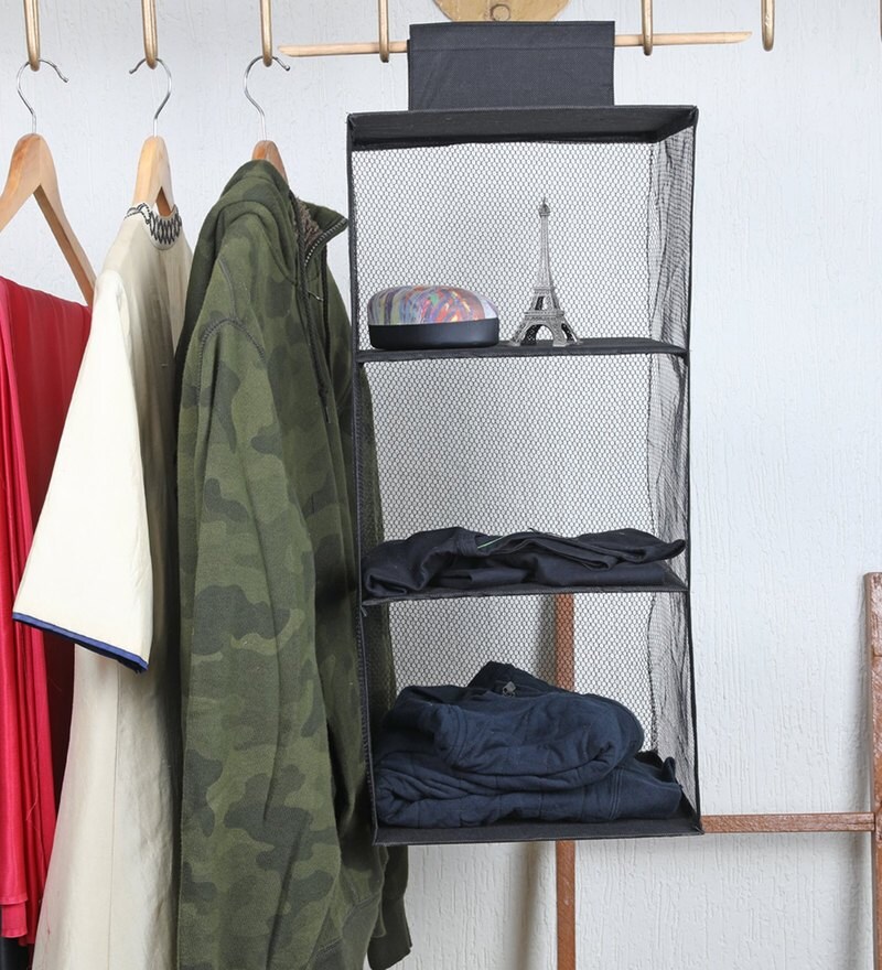 Buy 3 Commpartments Nylon Hanging Shelves In Black By My Gift Booth Online Hanging Shelves