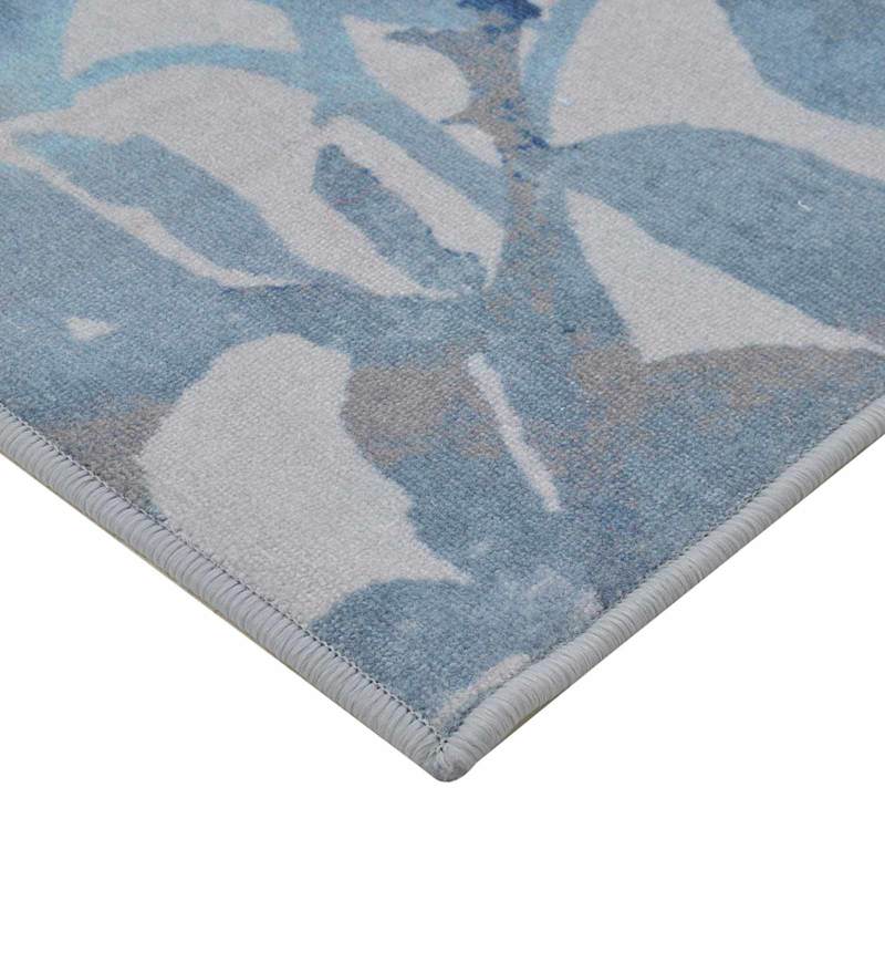 Buy Blue Nylon Floral 4 x 6 Feet Machine Made Carpet by Rugsmith Online 4 ft x 6 ft Floral