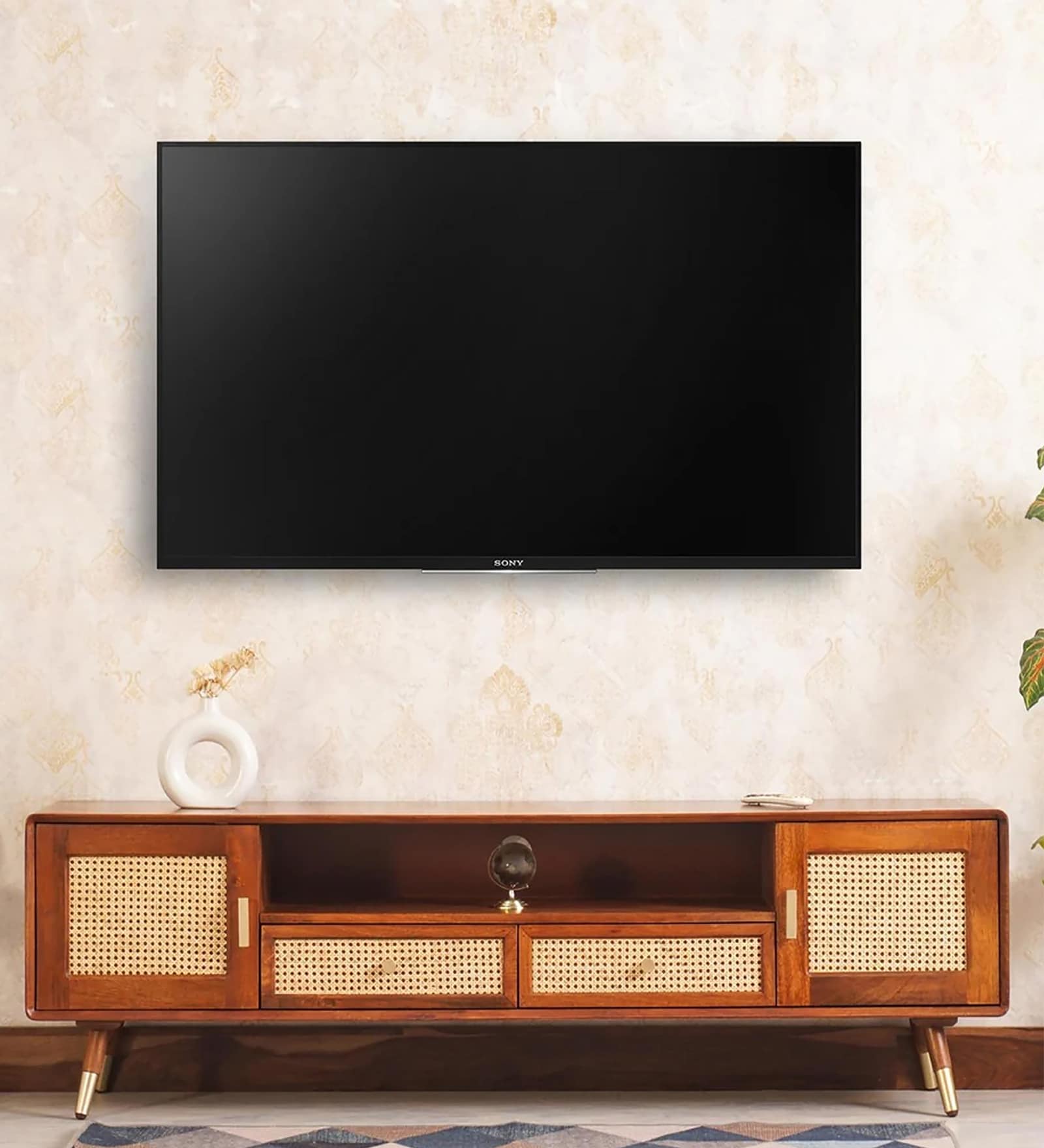Oakline Mango Wood TV Console In Provincial Teak Finish