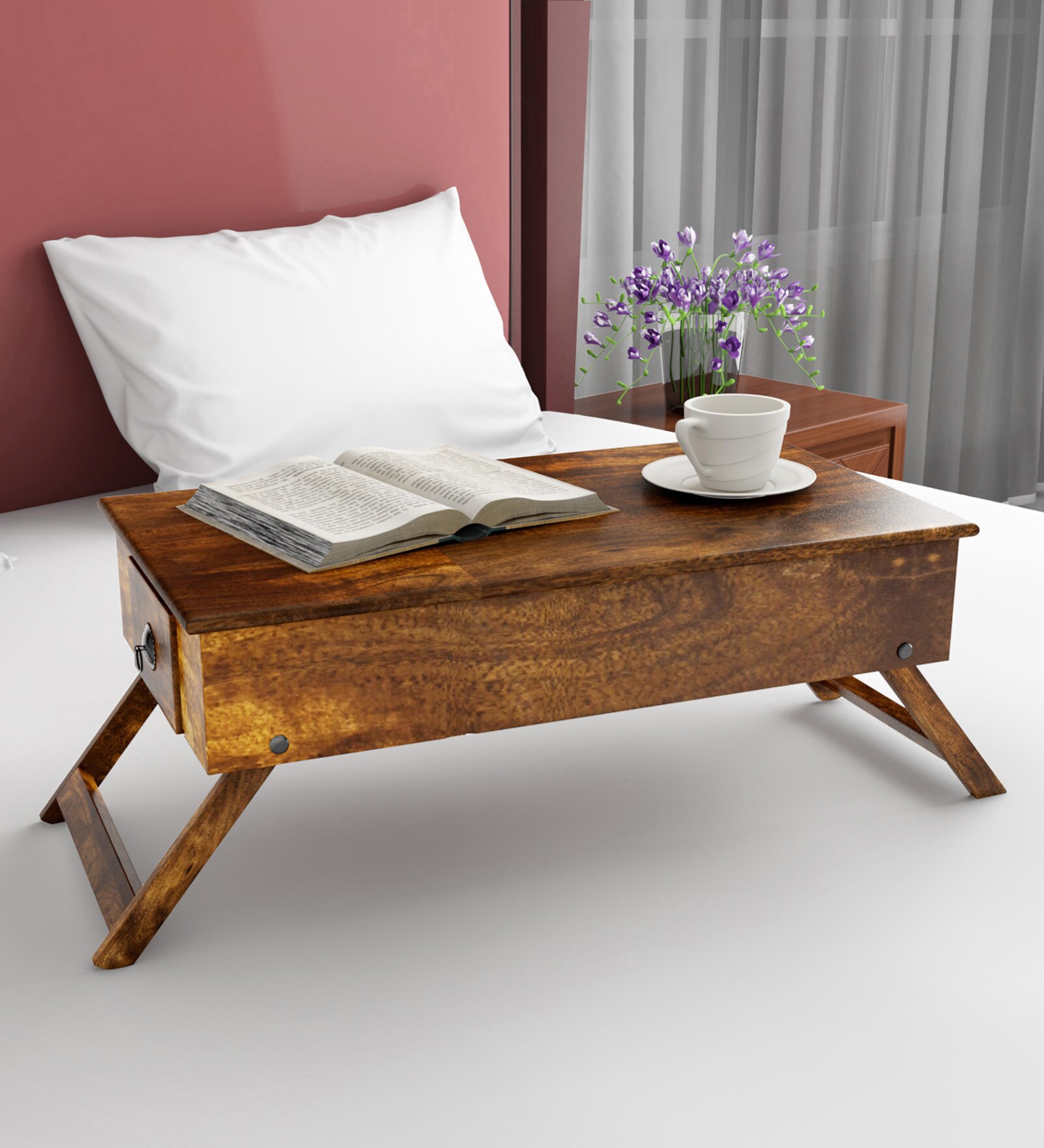 Oakville Solid Wood Portable Table in Provincial Teak Finish