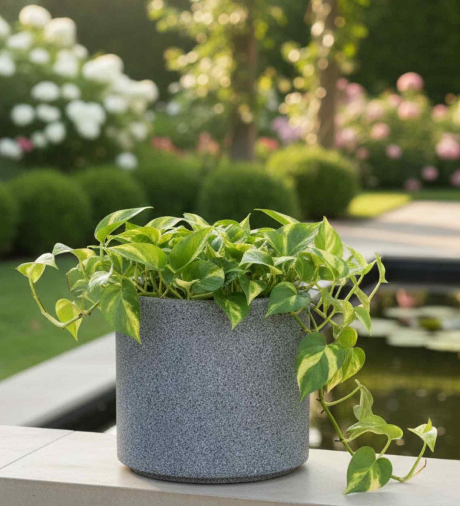 Grey Oasis Mosaic 12 Inch Large Unbreakable Ribbed Planter