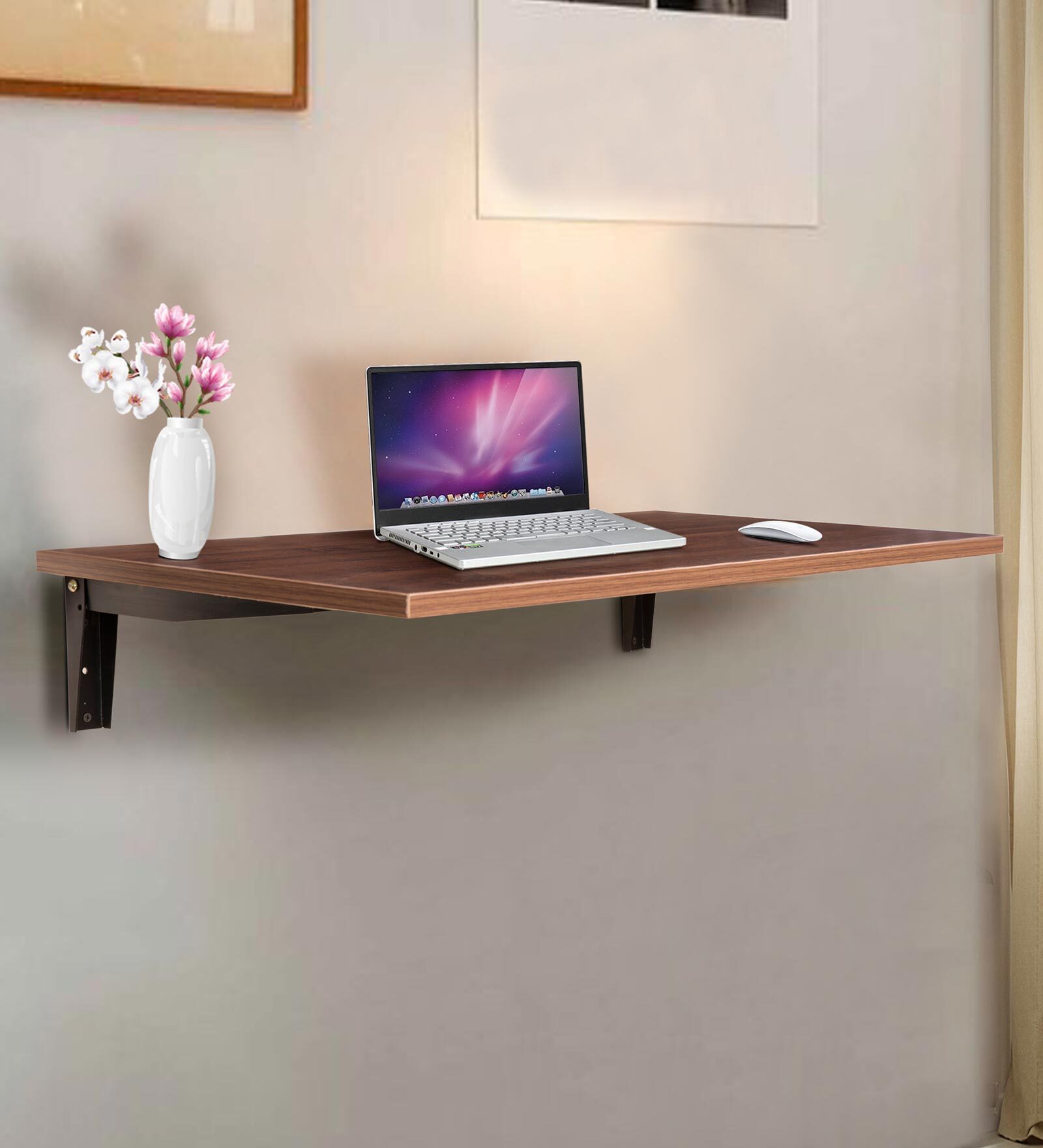 Oasis Wall Mounted Table in Walnut Finish