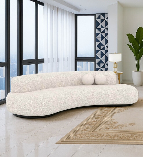 Oakridge Boucle Fabric 3 Seater Sofa in Off-White Color