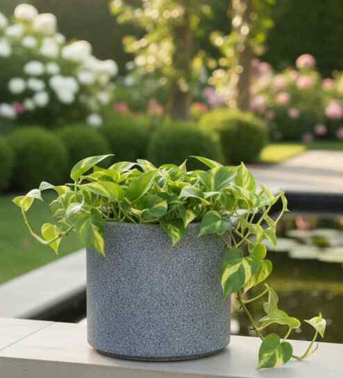 Grey Oasis Mosaic 12 Inch Large Unbreakable Ribbed Planter